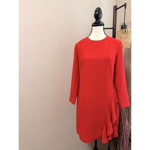 Banana Republic Women’s Dress Long Sleeve Red Ruffle Size 4 EUC
